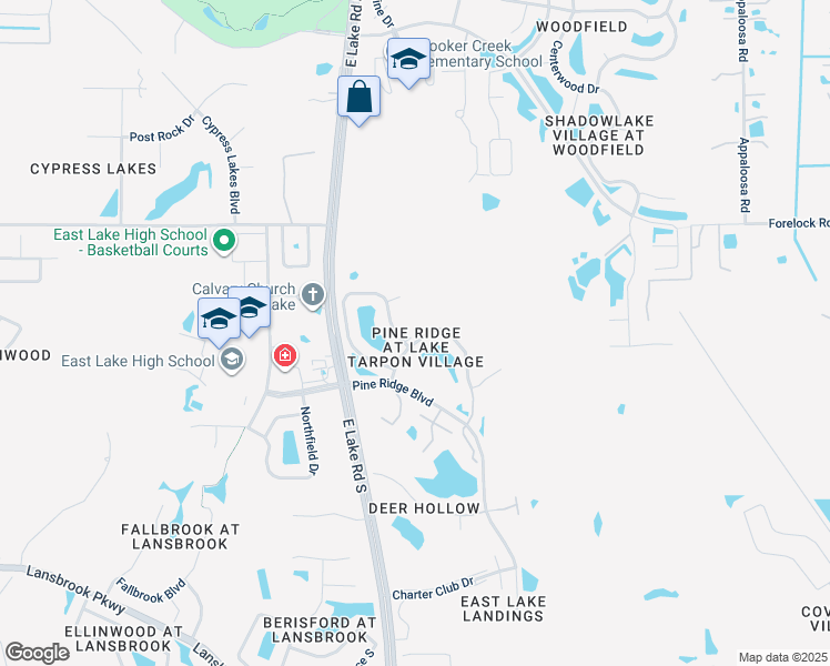 map of restaurants, bars, coffee shops, grocery stores, and more near 1308 Pine Ridge Circle East in Tarpon Springs