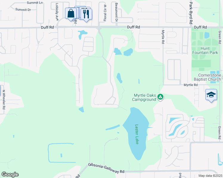 map of restaurants, bars, coffee shops, grocery stores, and more near 6750 Huntington Hills Boulevard in Lakeland