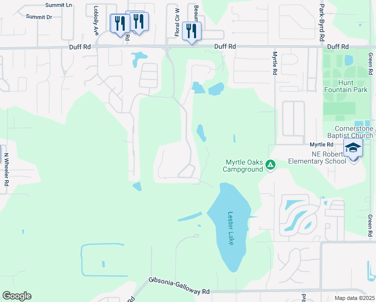 map of restaurants, bars, coffee shops, grocery stores, and more near 6766 Huntington Hills Boulevard in Lakeland