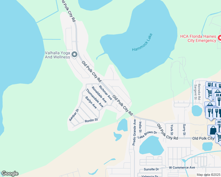 map of restaurants, bars, coffee shops, grocery stores, and more near 744 Simone Court in Haines City