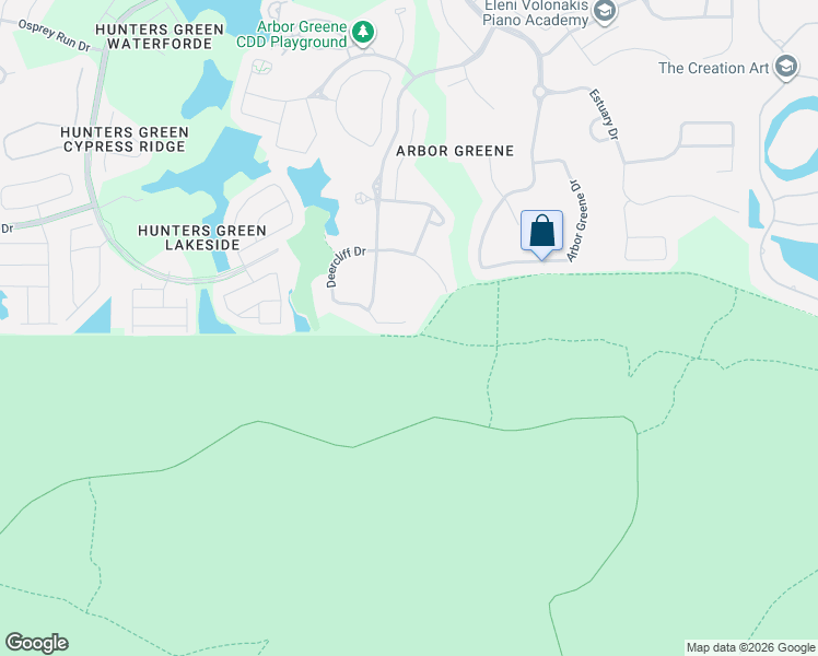 map of restaurants, bars, coffee shops, grocery stores, and more near 10104 Deercliff Drive in Tampa