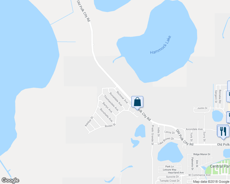 map of restaurants, bars, coffee shops, grocery stores, and more near 133 Richmar Avenue in Haines City