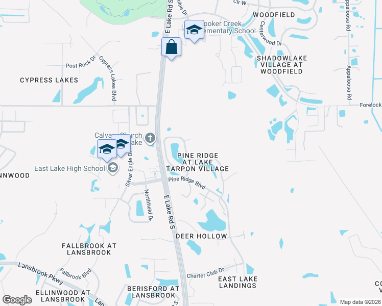 map of restaurants, bars, coffee shops, grocery stores, and more near 1225 Pine Ridge Circle West in Tarpon Springs