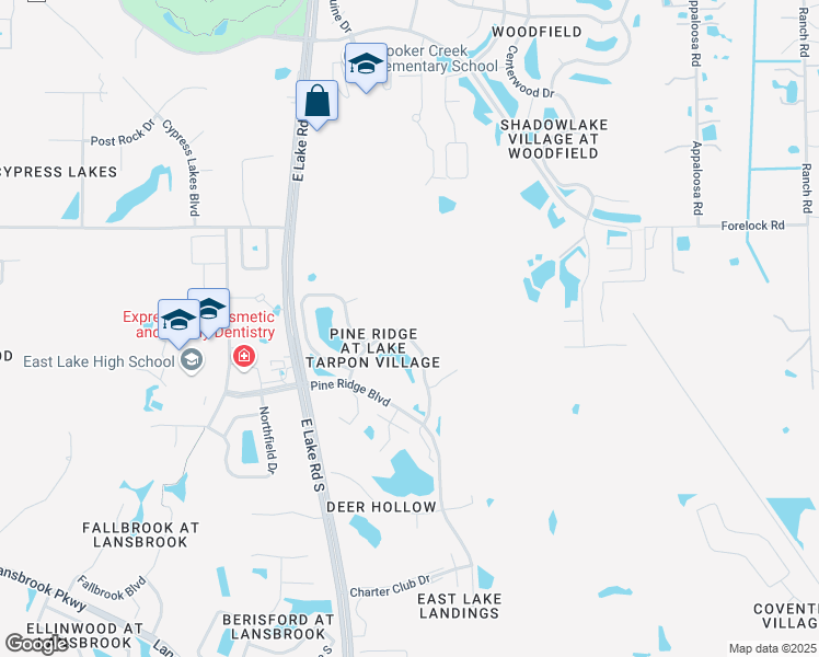 map of restaurants, bars, coffee shops, grocery stores, and more near 1326 Pine Ridge Circle East in Tarpon Springs