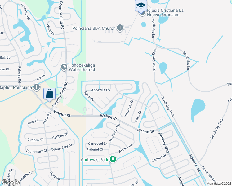 map of restaurants, bars, coffee shops, grocery stores, and more near 886 Adour Drive in Kissimmee