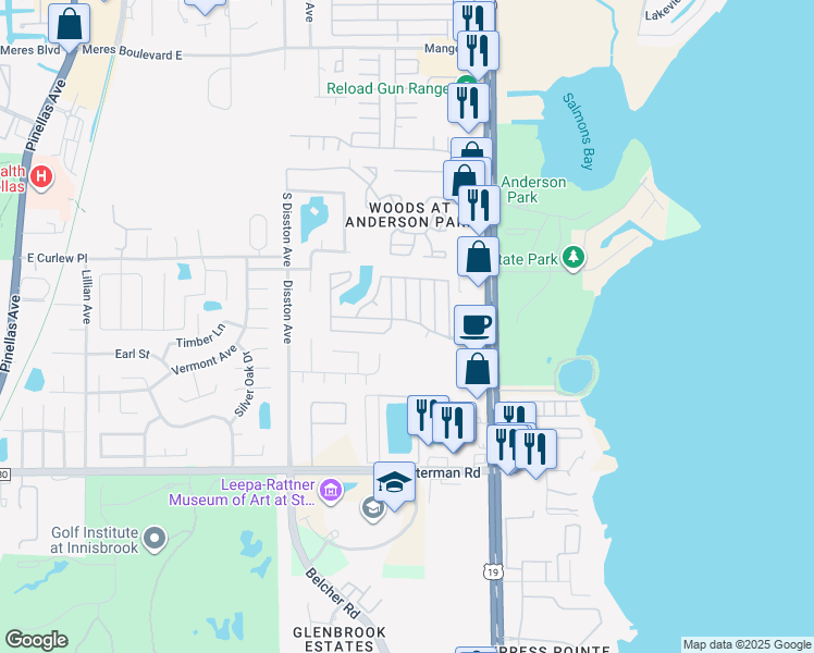 map of restaurants, bars, coffee shops, grocery stores, and more near 39248 U.S. 19 in Tarpon Springs