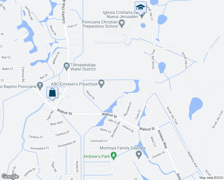 map of restaurants, bars, coffee shops, grocery stores, and more near 886 Adour Drive in Kissimmee