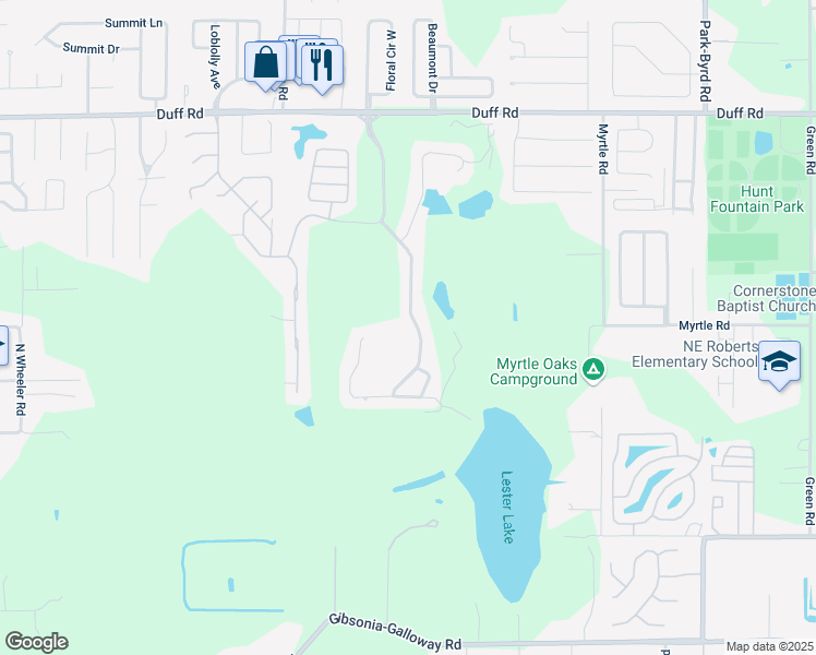 map of restaurants, bars, coffee shops, grocery stores, and more near 6766 Huntington Hills Boulevard in Lakeland