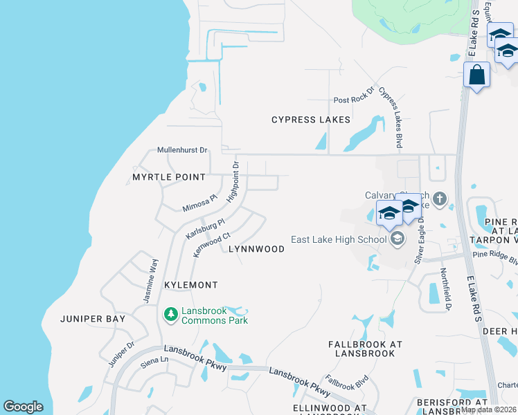 map of restaurants, bars, coffee shops, grocery stores, and more near 5295 Kernwood Court in Palm Harbor