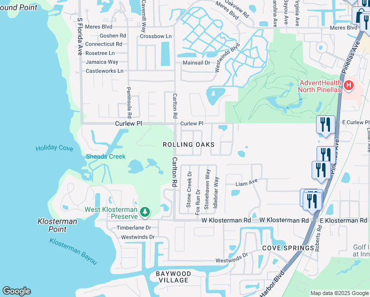 map of restaurants, bars, coffee shops, grocery stores, and more near 1120 Silkwood Avenue in Tarpon Springs
