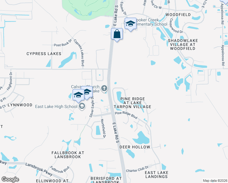 map of restaurants, bars, coffee shops, grocery stores, and more near 1143 Pine Ridge Circle West in Tarpon Springs