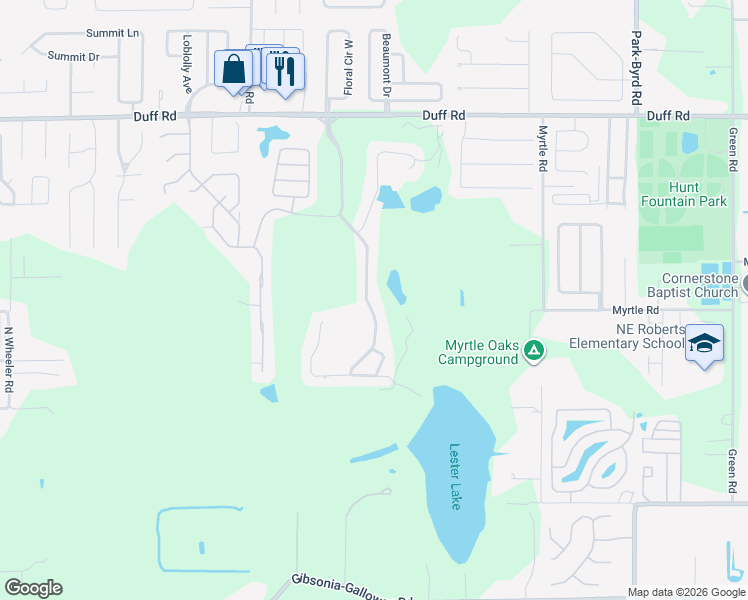 map of restaurants, bars, coffee shops, grocery stores, and more near 6766 Huntington Hills Boulevard in Lakeland