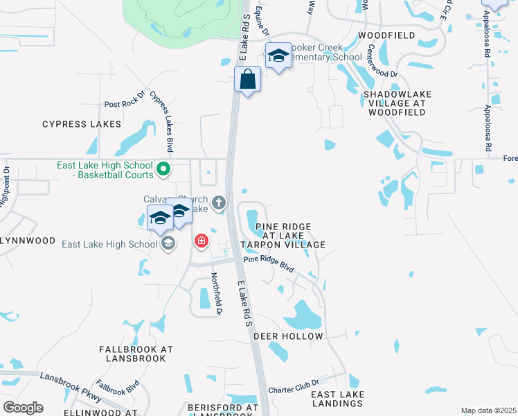 map of restaurants, bars, coffee shops, grocery stores, and more near 1207 Pine Ridge Circle West in Tarpon Springs