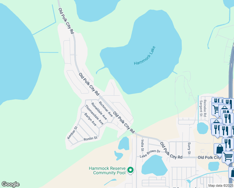 map of restaurants, bars, coffee shops, grocery stores, and more near 816 Gisele Court in Haines City