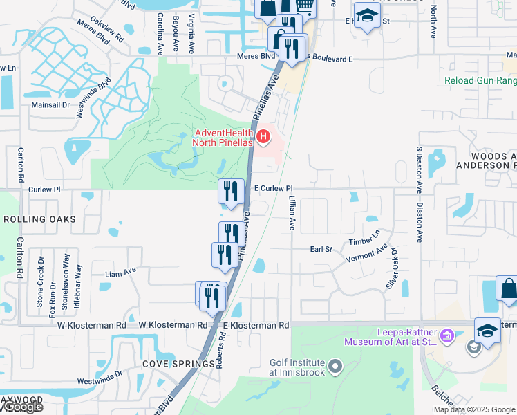 map of restaurants, bars, coffee shops, grocery stores, and more near 1651 South Pinellas Avenue in Tarpon Springs