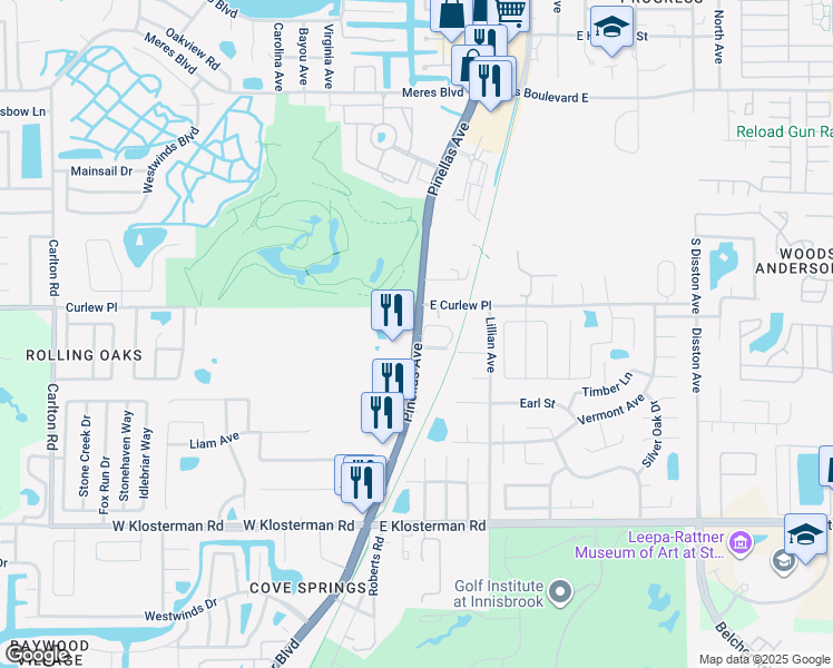 map of restaurants, bars, coffee shops, grocery stores, and more near in Tarpon Springs