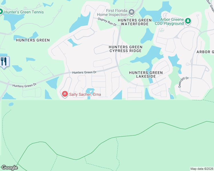 map of restaurants, bars, coffee shops, grocery stores, and more near 17715 Hampshire Oak Drive in Tampa
