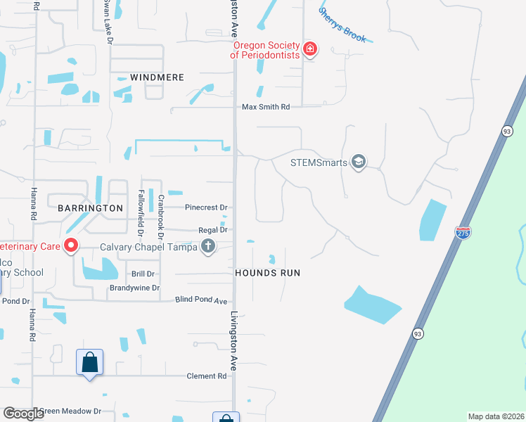map of restaurants, bars, coffee shops, grocery stores, and more near 17813 Daisy Farm Drive in Lutz