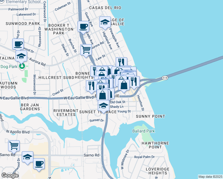 map of restaurants, bars, coffee shops, grocery stores, and more near in Melbourne