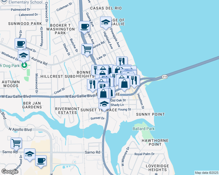 map of restaurants, bars, coffee shops, grocery stores, and more near in Melbourne
