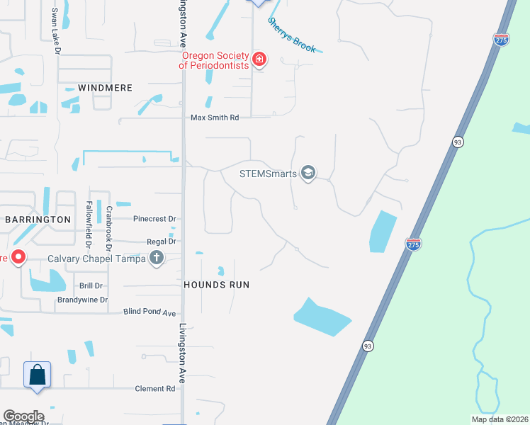 map of restaurants, bars, coffee shops, grocery stores, and more near 17815 Newcastle Field Drive in Lutz