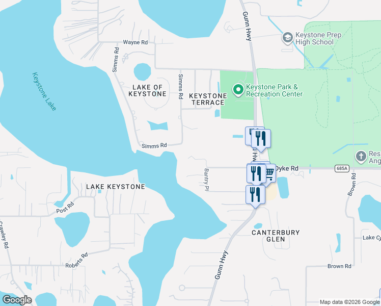 map of restaurants, bars, coffee shops, grocery stores, and more near 8503 Van Dyke Road in Odessa