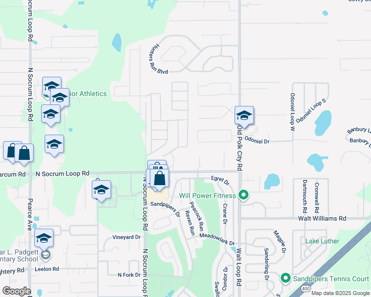 map of restaurants, bars, coffee shops, grocery stores, and more near 6867 Heatherbrook Drive in Lakeland