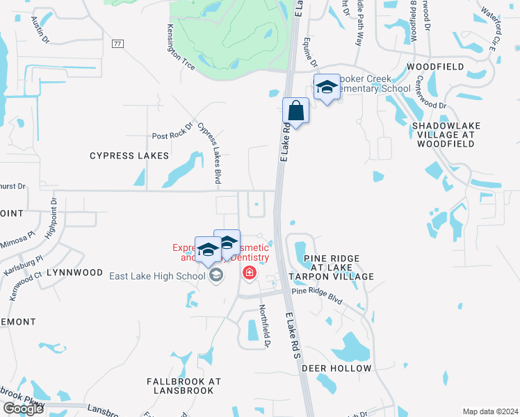 map of restaurants, bars, coffee shops, grocery stores, and more near 3054 Savannah Oaks Circle in Tarpon Springs