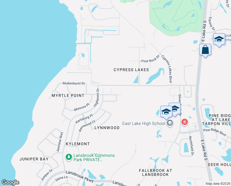 map of restaurants, bars, coffee shops, grocery stores, and more near 4165 Moreno Drive in Palm Harbor
