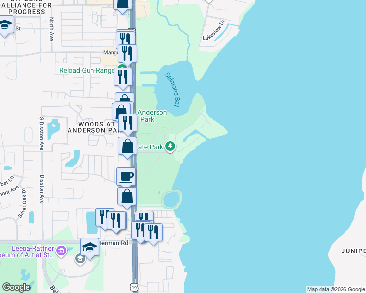 map of restaurants, bars, coffee shops, grocery stores, and more near 1163 Tookes Road in Tarpon Springs