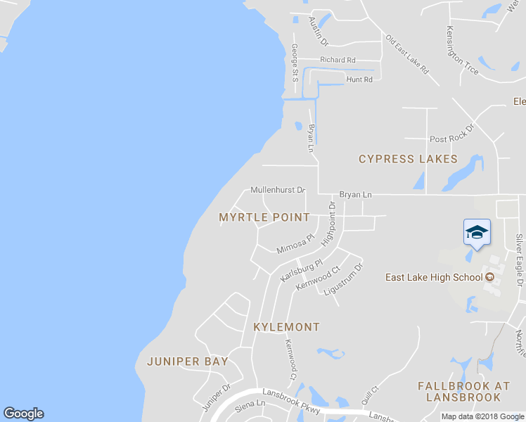 map of restaurants, bars, coffee shops, grocery stores, and more near 5442 Millbrook Way in Palm Harbor