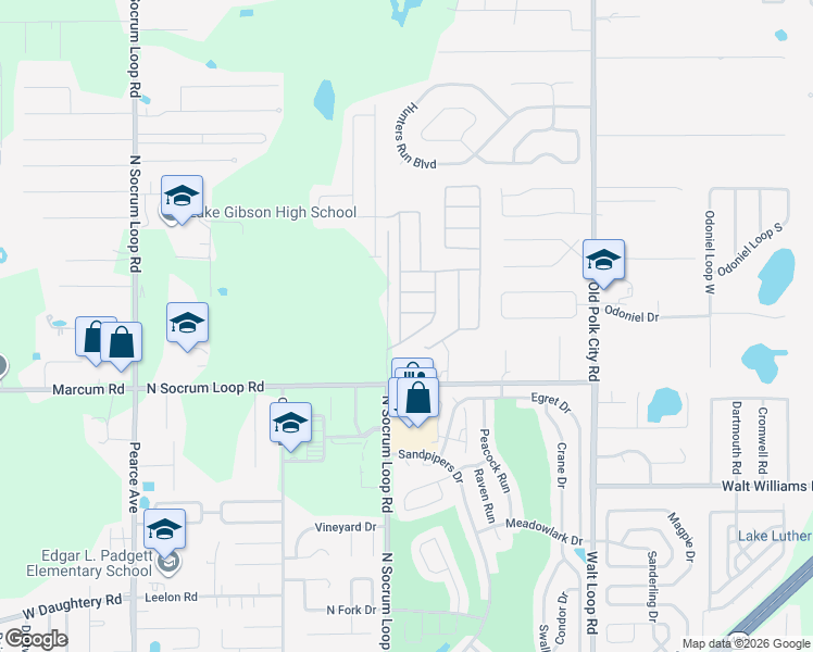 map of restaurants, bars, coffee shops, grocery stores, and more near 6821 Brompton Drive in Lakeland