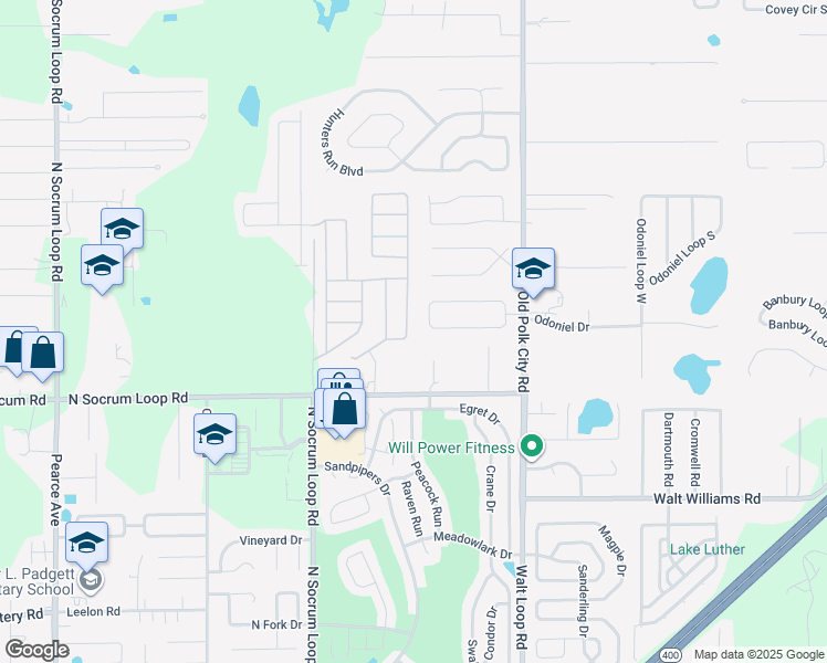 map of restaurants, bars, coffee shops, grocery stores, and more near 6885 Heatherbrook Drive in Lakeland