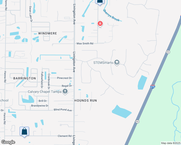 map of restaurants, bars, coffee shops, grocery stores, and more near Daisy Farm Drive in Lutz