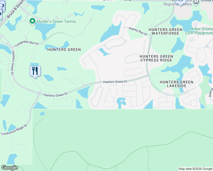 map of restaurants, bars, coffee shops, grocery stores, and more near 17607 Esprit Drive in Tampa