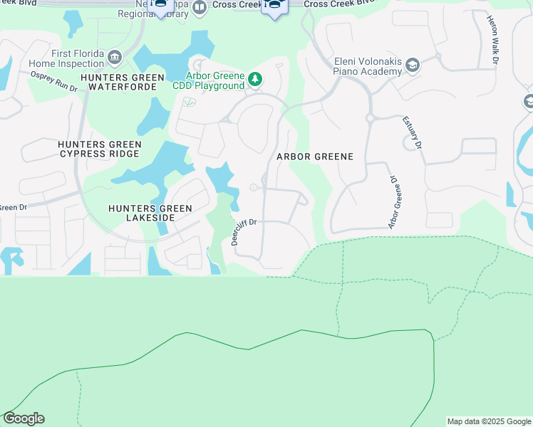 map of restaurants, bars, coffee shops, grocery stores, and more near 17829 Arbor Creek Drive in Tampa