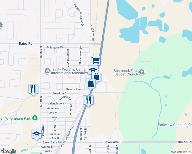 map of restaurants, bars, coffee shops, grocery stores, and more near 2558 U.S. 17 in Haines City