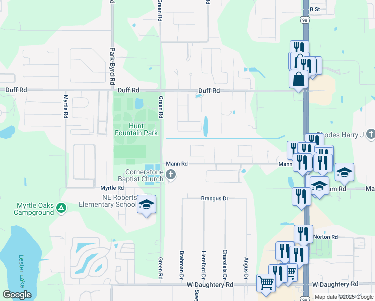 map of restaurants, bars, coffee shops, grocery stores, and more near 6934 Tumbleweed Lane in Lakeland