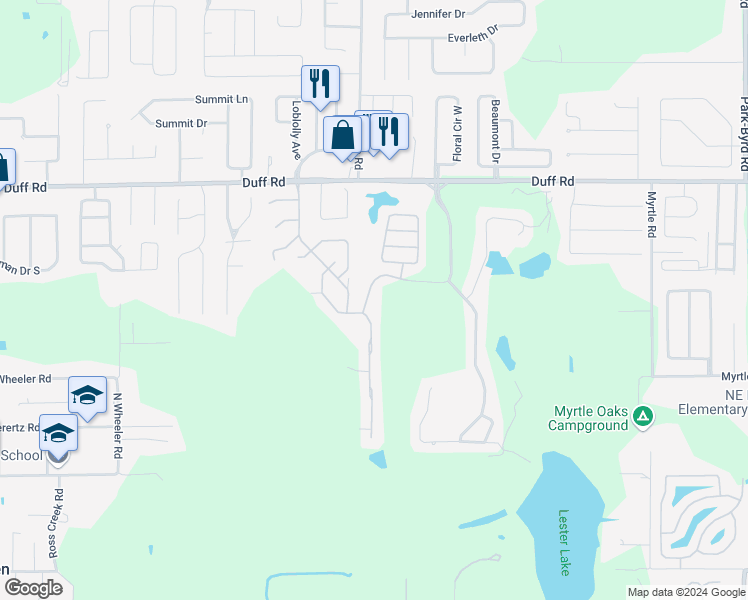 map of restaurants, bars, coffee shops, grocery stores, and more near 6831 Hermitage Drive in Lakeland