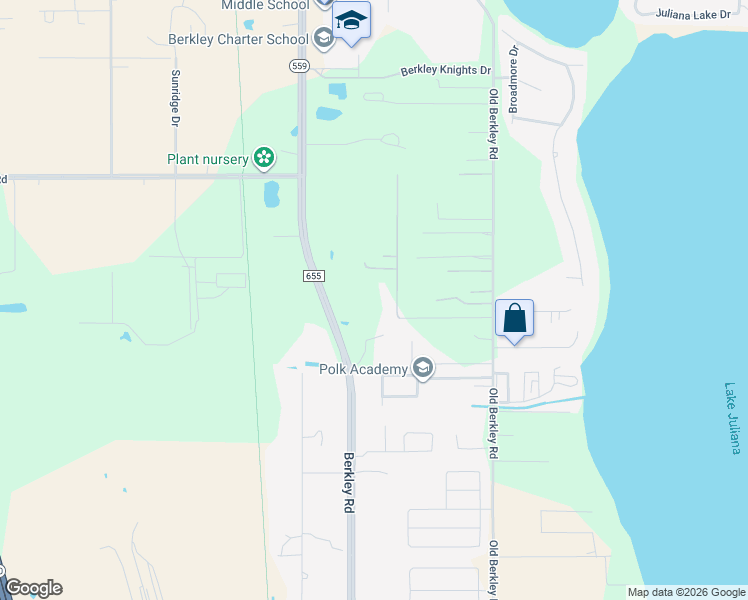 map of restaurants, bars, coffee shops, grocery stores, and more near 685 Honeyfarm Lane in Auburndale