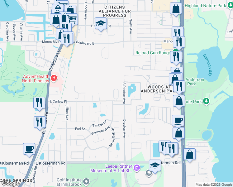 map of restaurants, bars, coffee shops, grocery stores, and more near 533 East Curlew Place in Tarpon Springs