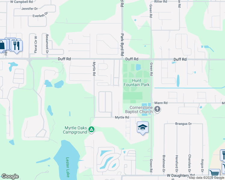 map of restaurants, bars, coffee shops, grocery stores, and more near 6759 Krenson Oaks Circle in Lakeland