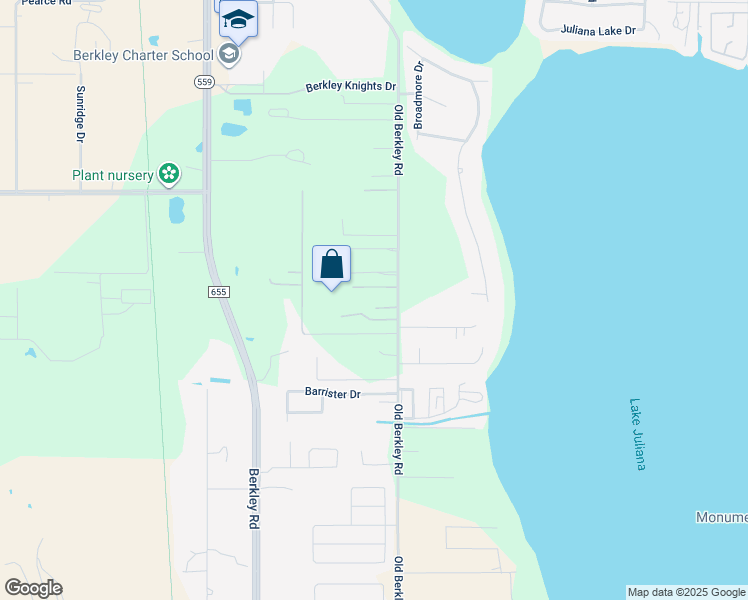 map of restaurants, bars, coffee shops, grocery stores, and more near 64 Old Berkley Road in Auburndale