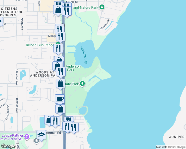 map of restaurants, bars, coffee shops, grocery stores, and more near 1200 Lagoon Road in Tarpon Springs