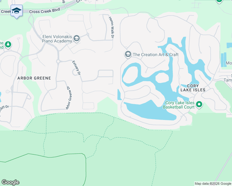 map of restaurants, bars, coffee shops, grocery stores, and more near 10610 Cory Lake Drive in Tampa