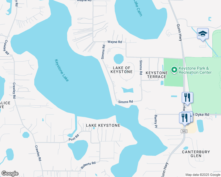 map of restaurants, bars, coffee shops, grocery stores, and more near 17826 Simms Road in Odessa
