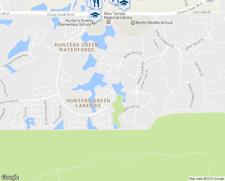 map of restaurants, bars, coffee shops, grocery stores, and more near 9442 Hunters Pond Drive in Tampa