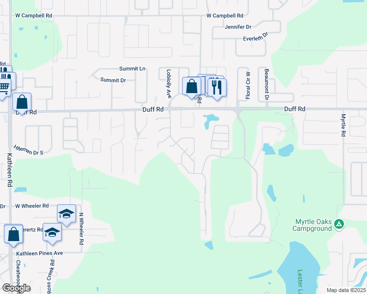 map of restaurants, bars, coffee shops, grocery stores, and more near 7010 Bendelow Drive in Lakeland