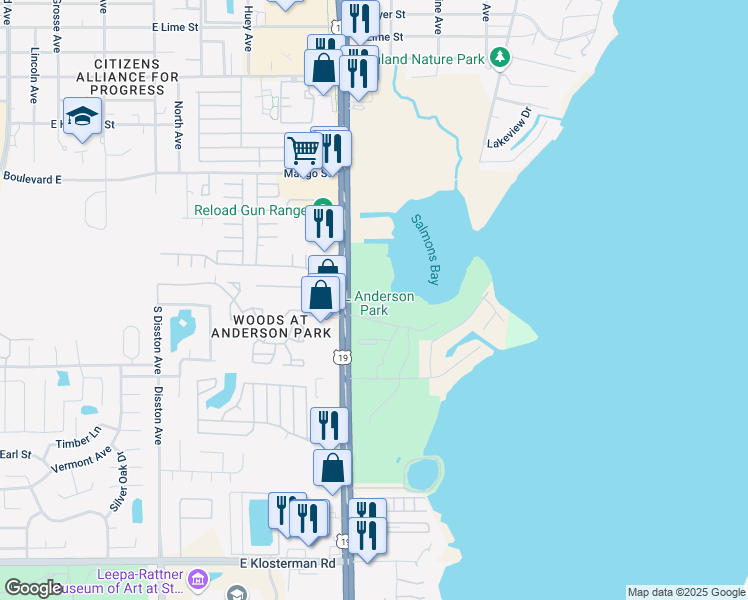 map of restaurants, bars, coffee shops, grocery stores, and more near 39699 US Highway 19 North in Tarpon Springs