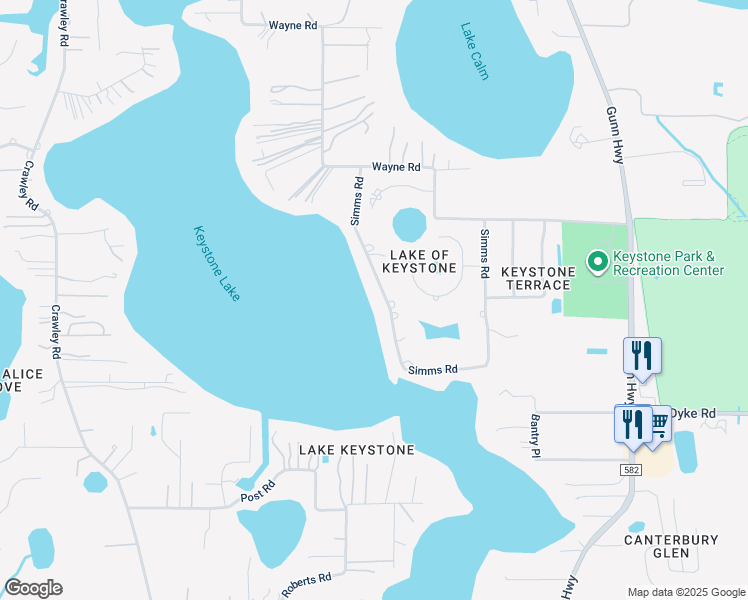 map of restaurants, bars, coffee shops, grocery stores, and more near 17826 Simms Road in Odessa